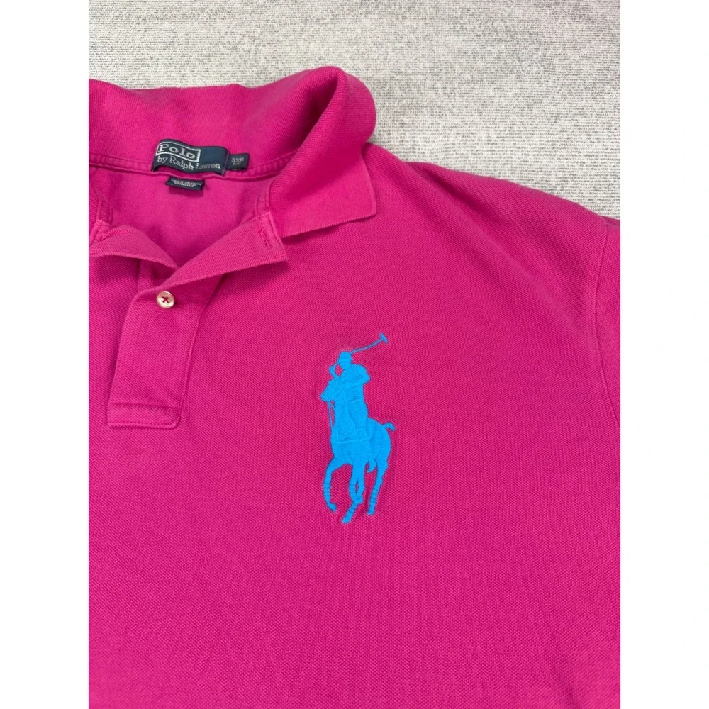 Polo Ralph Lauren Mens 3XB Big Pony Pink Short Sleeve Polo Shirt Turquoise